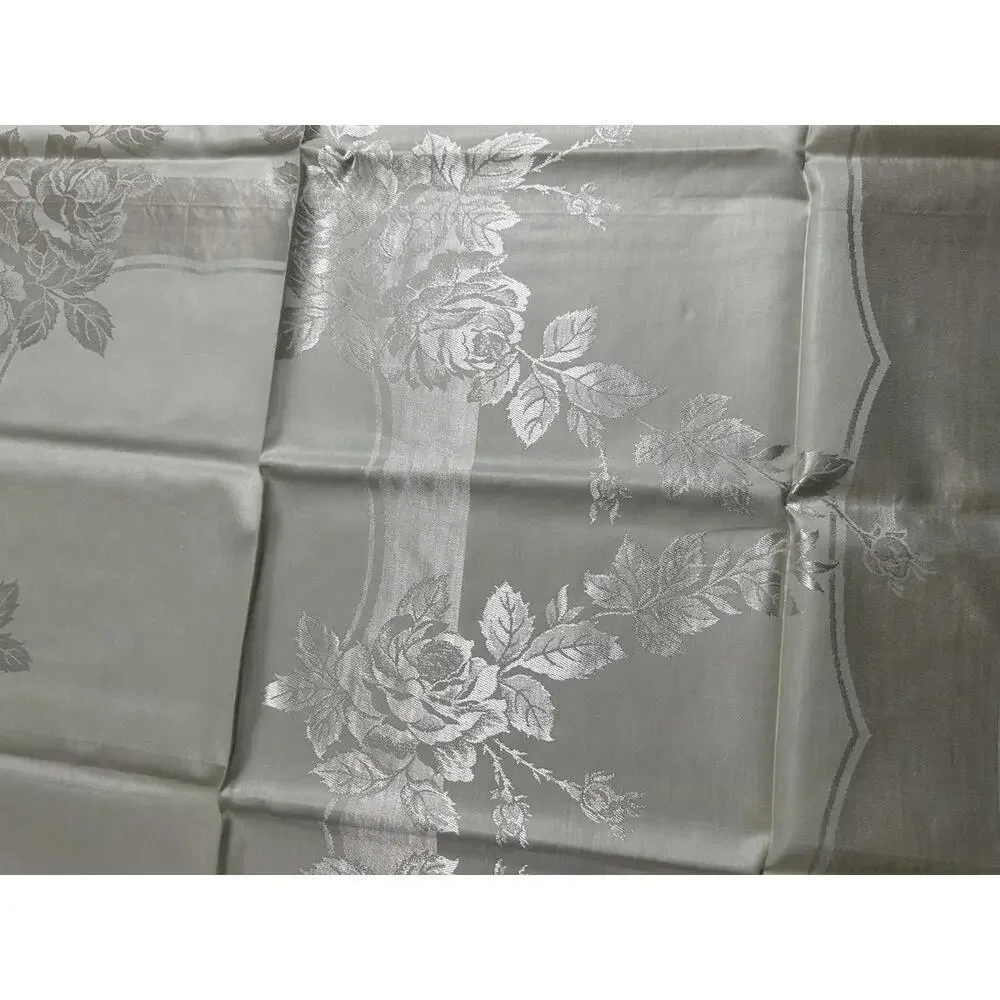 New VTG Mint Green Monogrammed J Linen Tablecloth & 6 Napkins Set Cottagecore